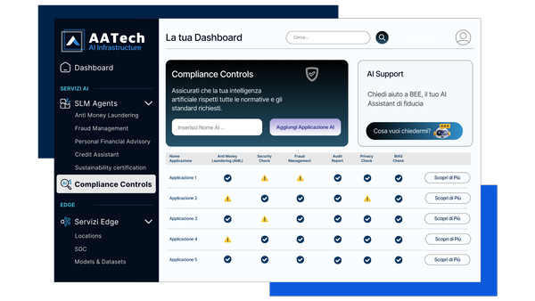 La Dashboard di AATech AI infrastructure